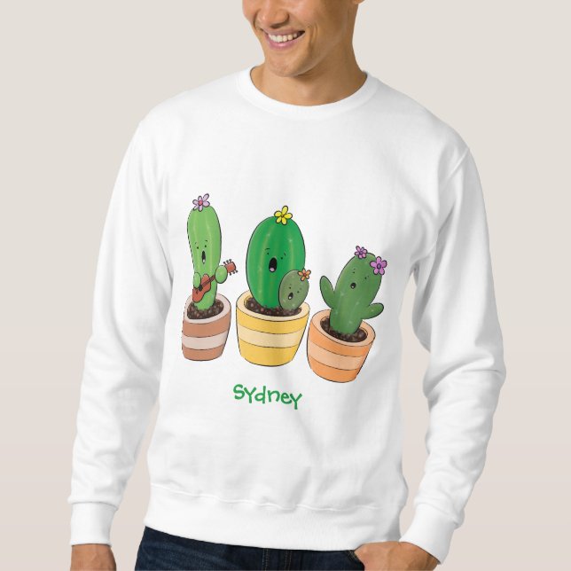 Moletom Imagem de desenho animado cacto cacto cacto cáusti (Frente)