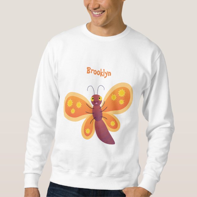 Moletom Imagem de desenho animado de borboleta laranja fel (Frente)