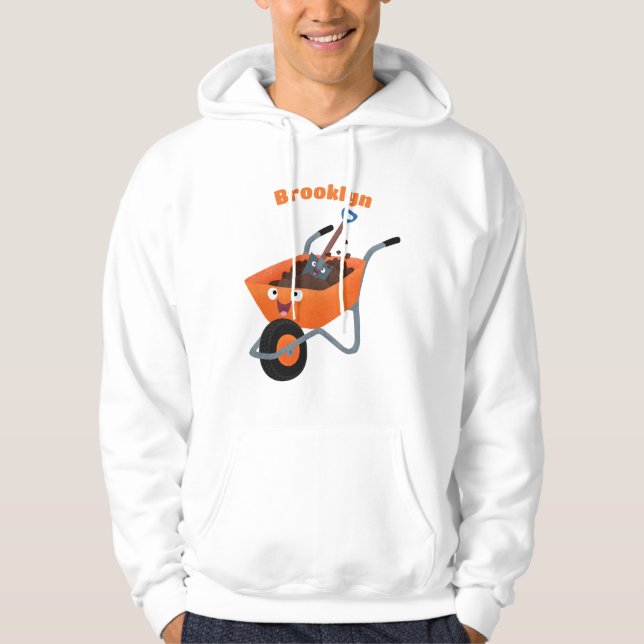 Moletom Imagem de desenho animado de carrinho de mão laran (Frente)