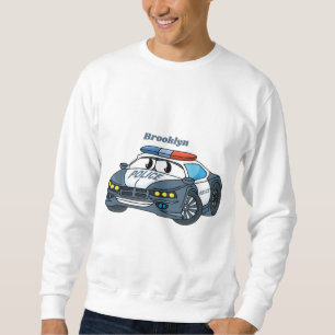 Moletom Imagem de desenho animado de carro da polícia feli