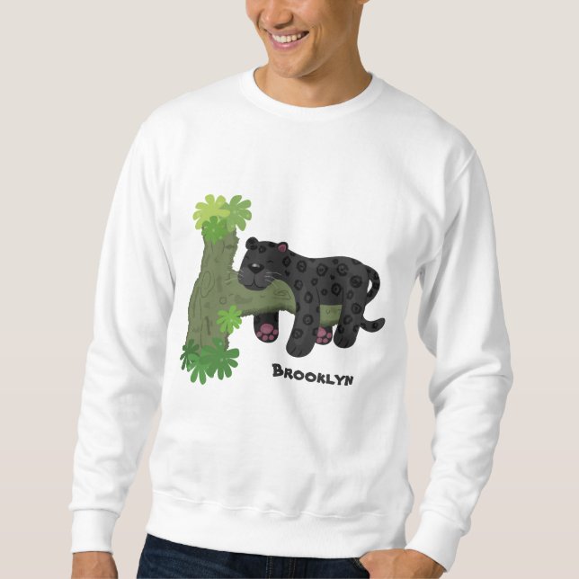 Moletom Imagem de desenho animado de gato preto-pintado-pi (Frente)