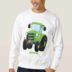 Moletom Imagem de desenho animado de trator fazenda verde-