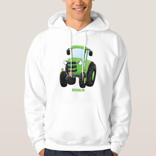 Moletom Imagem de desenho animado de trator fazenda verde- (Frente)