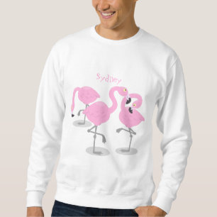 Moletom Imagem de desenho animado rosa-claro flamingo trio
