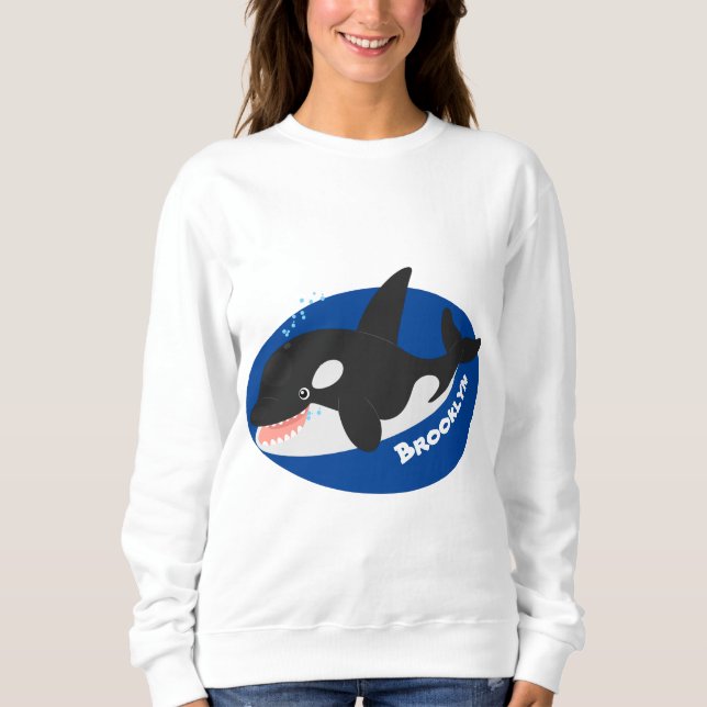 Moletom Imagem engraçada de desenho animado de orca (Frente)