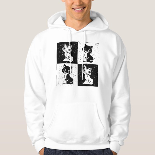Moletom Impressão de Bloco de Monograma Branco Preto (Frente)