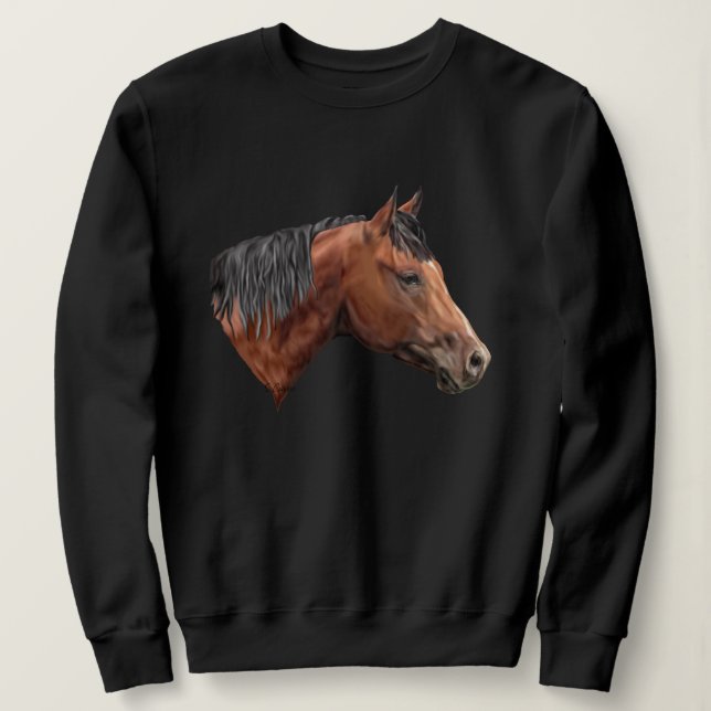 Moletom Impressão de retrato de cavalo Quarab (Frente do Design)
