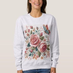 Moletom Impressão digital embroidário do rosa de cor paste