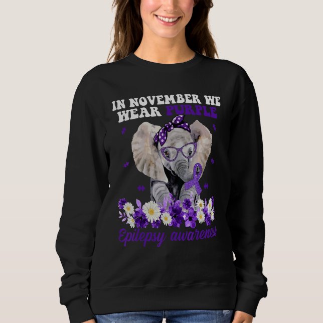 Moletom In November We Wear Purple Elephant Epilepsy Aware (Frente)