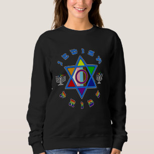 Moletom Inclusão LGBTQ do Orgulho Judaico Menorah Star