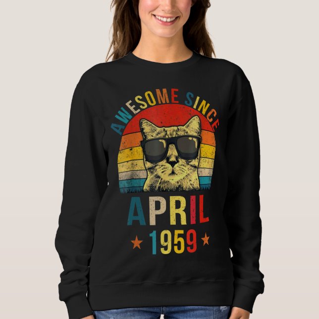 Moletom Incrível Desde abril de 1959 63rd Birthday Cat (Frente)