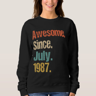 Moletom Incrível desde julho de 1987 35th Birthday Vintage