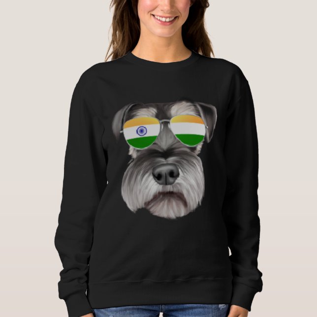 Moletom India Flag Miniature Schnauzer Dog India Pocket (Frente)