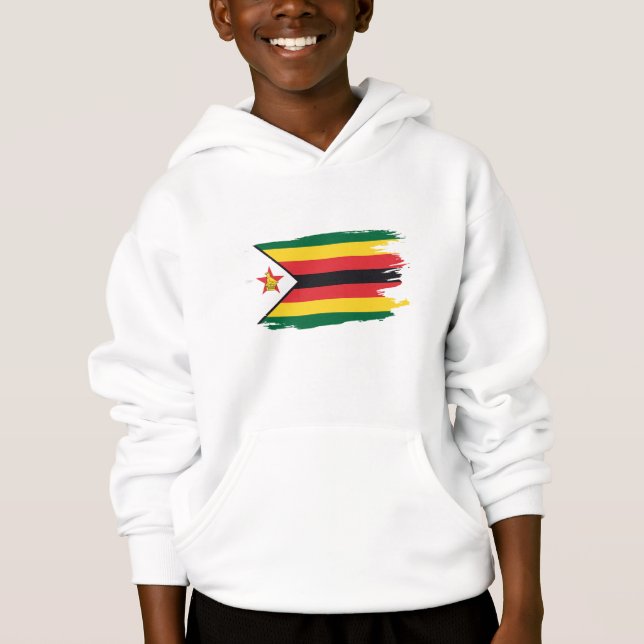 Moletom Infantil com Bandeira do Zimbábue Rasgada (Frente)