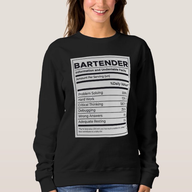 Moletom Informações sobre nutrição do barman (Frente)