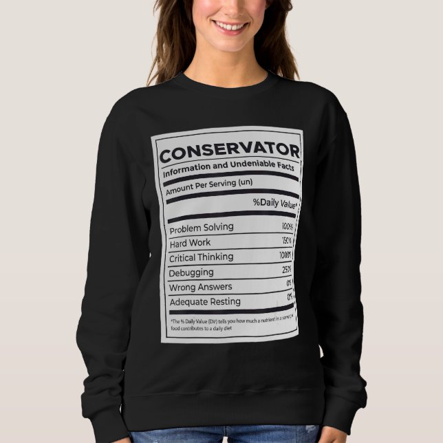 Moletom Informações sobre Nutrição do Conservador (Frente)