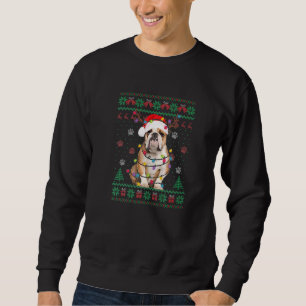 Moletom Inglês Buldogue Christmas Lights Papais noeis Dog