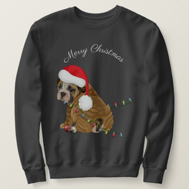 Moletom Inglês Buldogue Puppy Natal (Frente do Design)