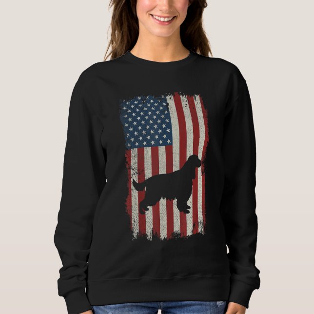 Moletom Inglês Cocker Spaniel American Flag Usa Dog Pupp (Frente)