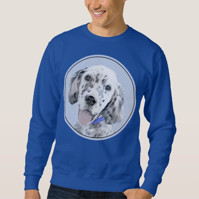 Moletom Inglês Setter Blue Belton pintando arte canina (Frente)