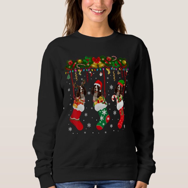 Moletom Inglês Springer Spaniel Em Sock Xmas Reindeer San (Frente)