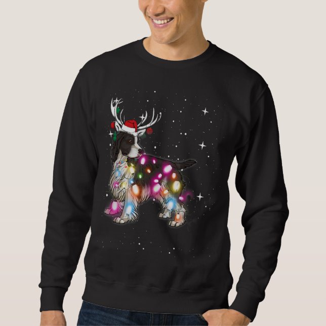 Moletom Inglês Springer Spaniel Natal Luzes Pajama F (Frente)