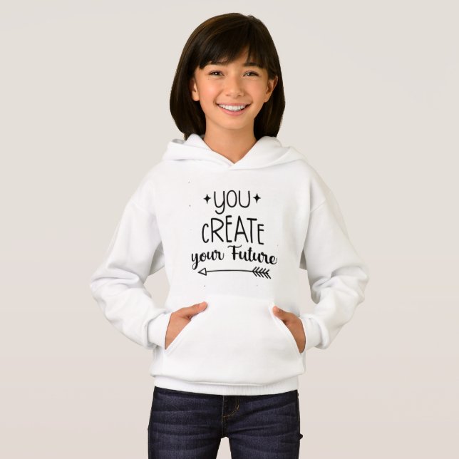 Moletom Inspirador para Meninas - Você Cria (Frente Completa)
