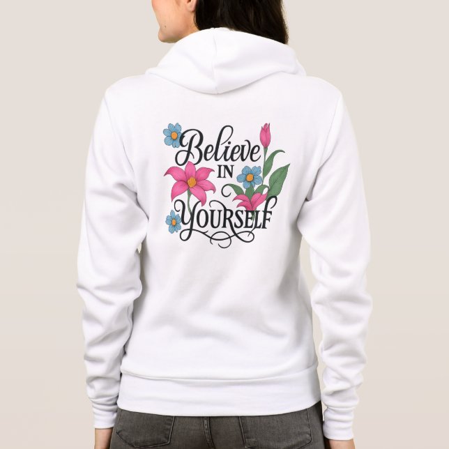 Moletom Inspirational Floral Quote Zip-Up Hoodie for women (Verso)