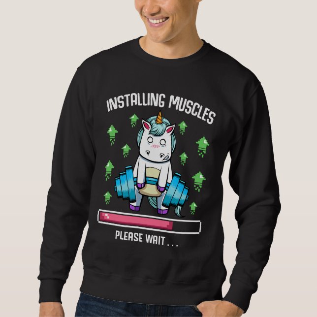Moletom Instale Músculos, Aguarde Unicorn Gym (Frente)