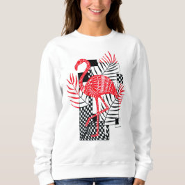 Moletom Intrincado Padrão de Flamingo Vermelho - L Tropica