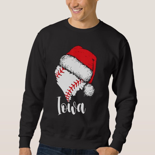 Moletom Iowa Baseball Heart Santa Hat Merry Xmas (Frente)