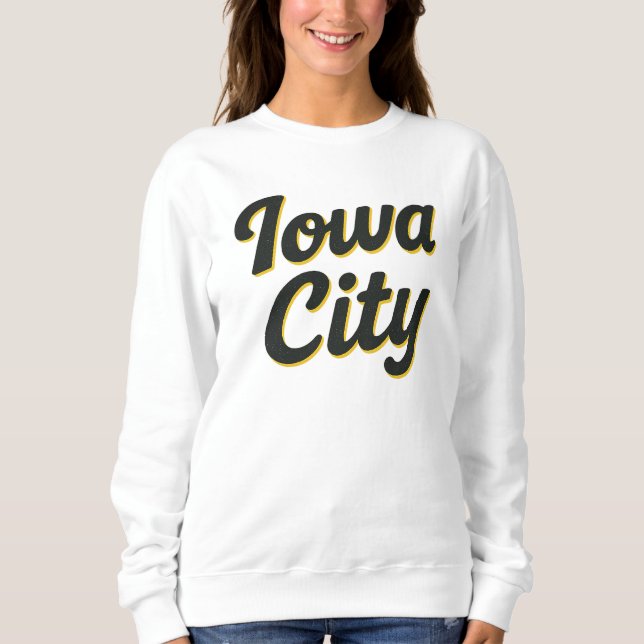 Moletom Iowa City Script Design | Bold Neon Midwest (Frente)