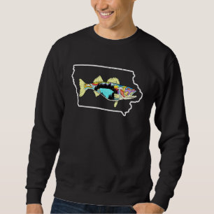 Moletom Iowa Map Walleye Pesca Água fresca Pescador Wall