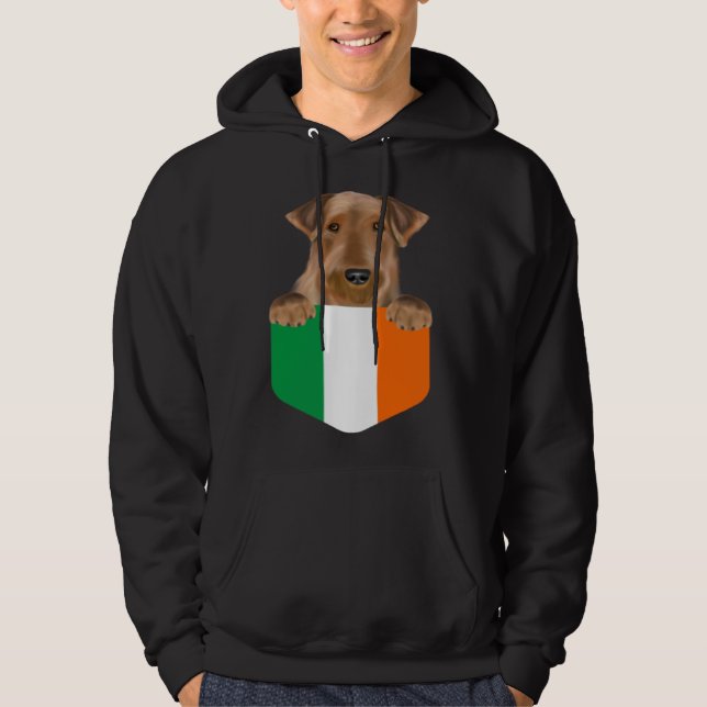 Moletom Ireland Flag Airedale Terrier Dog In Pocket (Frente)