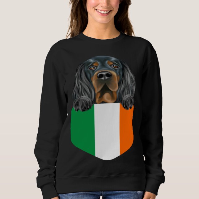 Moletom Ireland Flag Gordon Setter Dog In Pocket (Frente)