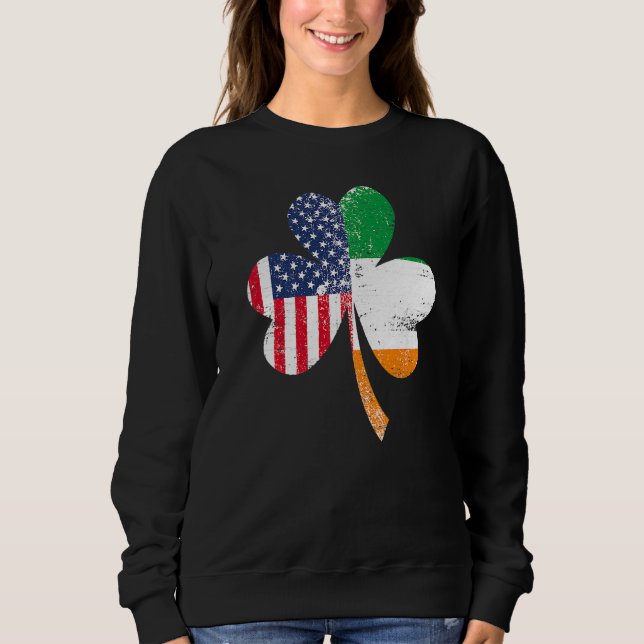 Moletom Ireland Shamrock St Patricks Day IRISH US FLAG Pre (Frente)