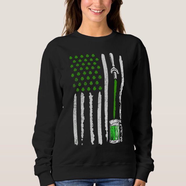 Moletom Irish American Flag Draft Beer Shamrock Rua Patric (Frente)