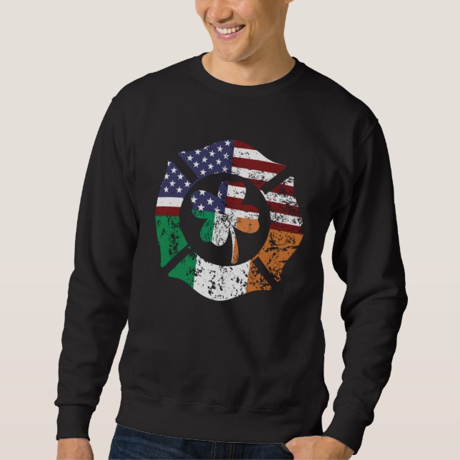 Moletom Irish American Flag Firefighter St Patricks Day Sh (Frente)