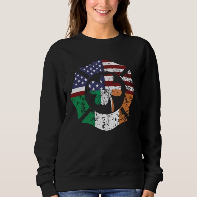 Moletom Irish American Flag Firefighter St Patricks Day Sh (Frente)