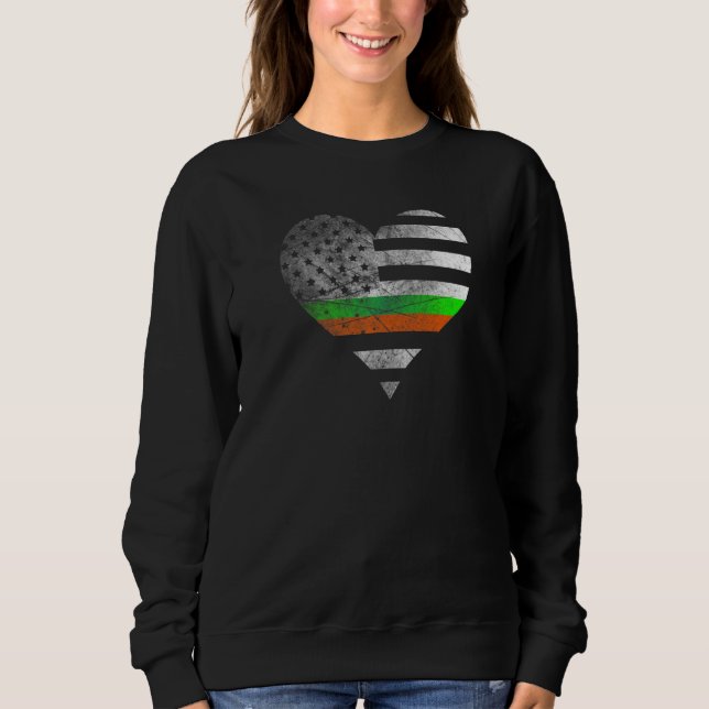 Moletom Irish American flag Patrick's day love heart Irela (Frente)