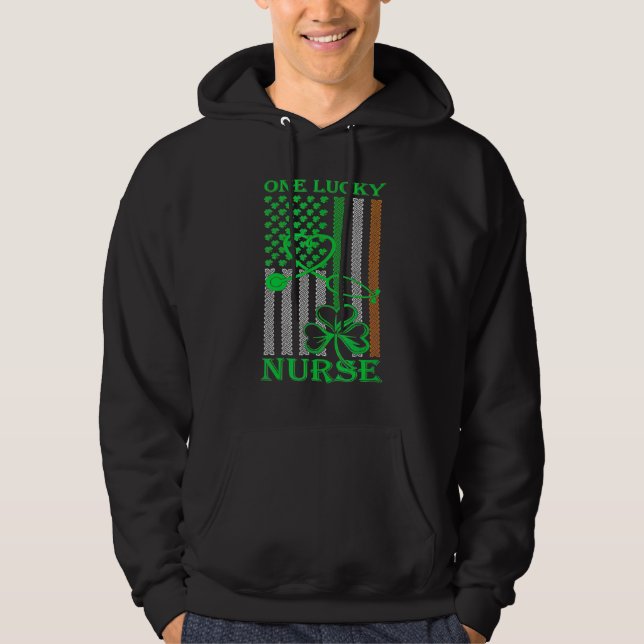 Moletom Irish American Flag St Patrick's Day One Lucky Nur (Frente)