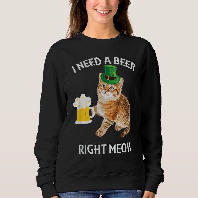Moletom Irish Beer Cat TShirt St Patricks Day Drinking (Frente)
