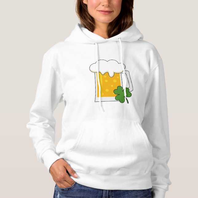 Moletom Irish Beer Mug com Shamrock Clover (Frente)