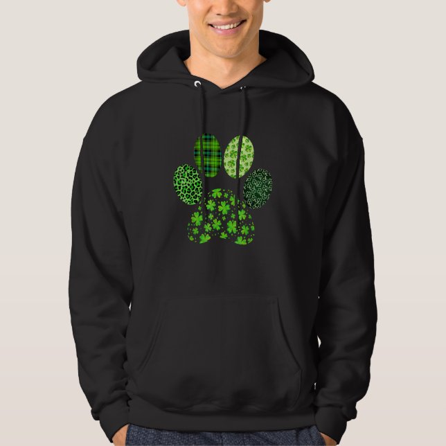 Moletom Irish Cute Dog Paw Clovers St Patrick's Day Lucky  (Frente)