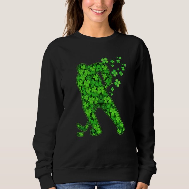 Moletom Irish Hockey Player Shamrock St Patrick's Day (Frente)