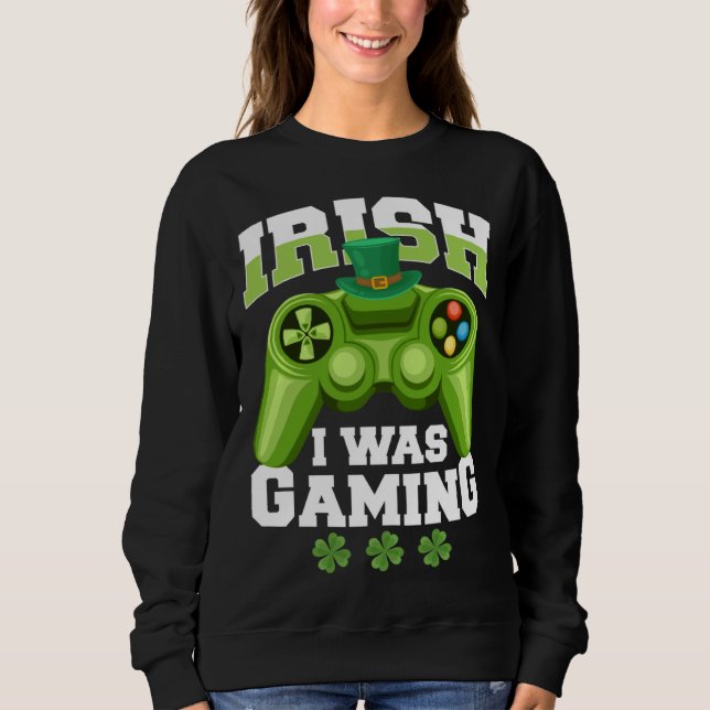Moletom Irish I Was Gaming saint patricks day mens boys (Frente)