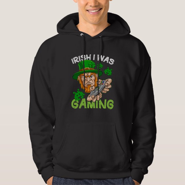 Moletom Irish I Was Gaming St Patricks Day Gamer Boys Men (Frente)