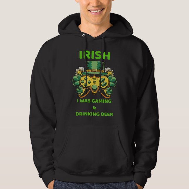 Moletom Irish I Was Gaming St Patricks Day Gamer Shamrock  (Frente)