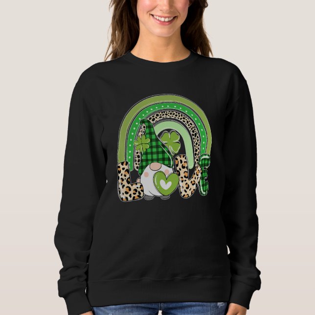 Moletom Irish Love Gnomo Lucky Shamrock Rainbow Lepard Rua (Frente)