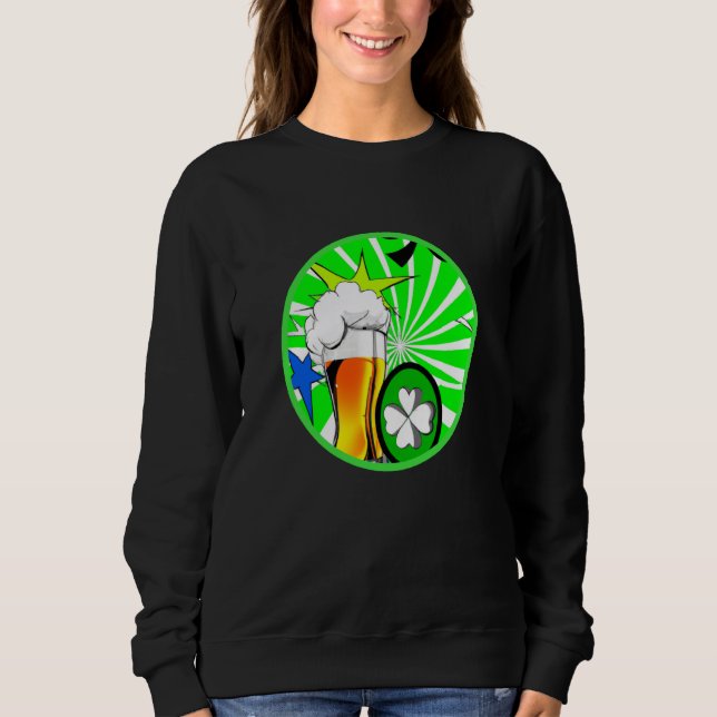 Moletom Irish lucky shamrock with beer mug St Patricks Day (Frente)